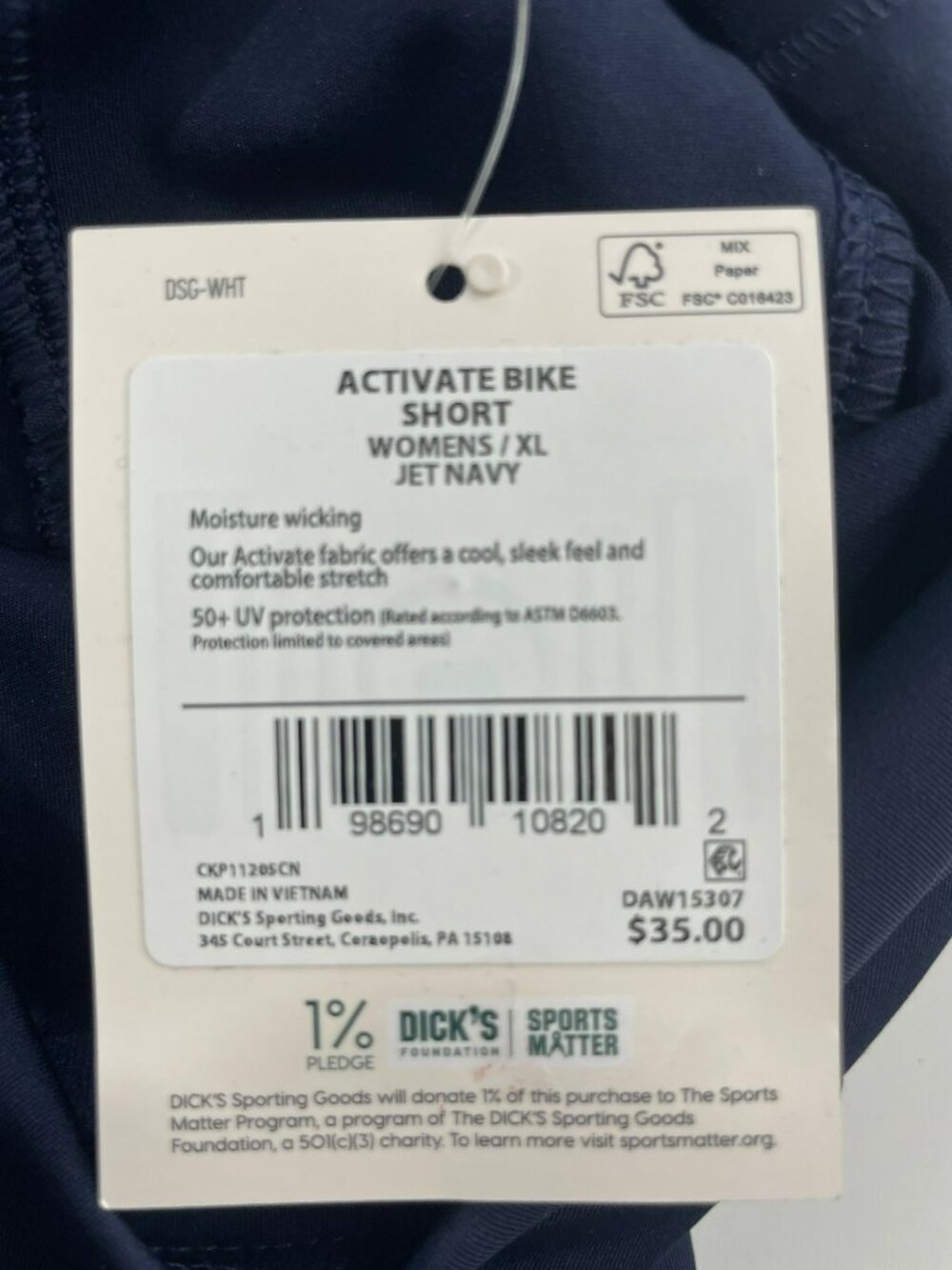 DSG Activate Bike Shorts High-Rise Navy Moisture-Wicking UV Women's Size XL NWT - Picture 6 of 8